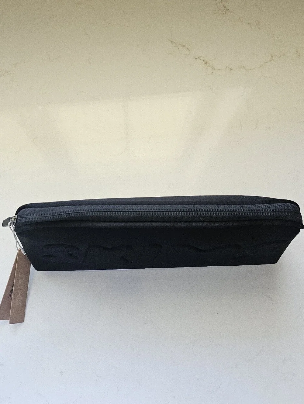 Skims Black Embossed Loho Neoprene Pouch Cosmetic Swim Beach Bag